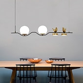 billiga Hängande-led taklampa 4 huvuden kulformad glasskärm liner globle design modern nordisk vardagsrum matsal lampor inomhus dekoration tak hängande belysning 110-240v
