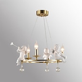 baratos Estilo Vela-candelabro de vela de fazenda anjo 3/6-luz 55/70 cm para sala de estar, luminária de teto pingente industrial rústica, luminária de teto vintage para quarto corredor cozinha sala de jantar foyer