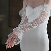 cheap Party Gloves-Tulle Elbow Length Glove Cute / Elegant With Wave point Wedding / Party Glove