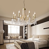 economico Modello a candelabro-moderno lampadario in cristallo trasparente regolabile 6/8 luci cristallo montaggio a filo appeso a soffitto lampada a sospensione classico apparecchio di illuminazione in stile candela e12/e14 per