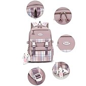 levne Bookbags-školní batoh bookbag kreslená mřížka pro studenty chlapce dívky multifunkční voděodolná velkokapacitní oxfordská tkanina školní taška batoh brašna 21,19 palce, dárek do školy