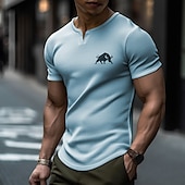 voordelige Vintage T-shirts-Voor heren Wafel T-shirt V-hals Kleding 3D-afdrukken Buiten Dagelijks Sport Korte mouw Modieus Ontwerper Basic