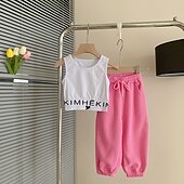 halpa Setit-3 osainen Lapset Tyttöjen Kirjain Kirjailtu Huppari &amp; collegehoususetti Aseta Pitkähihainen Muoti ulko- Puuvilla 3-7 vuotta Kevät Punastuvan vaaleanpunainen Harmaa