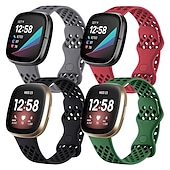 Χαμηλού Κόστους Ζώνες ρολογιών Fitbit-4 Πακέτο Smart Watch Band Συμβατό με Fitbit Versa 3 Sense Versa 4 Sense 2 σιλικόνη Εξυπνο ρολόι Λουρί Αδιάβροχη Ρυθμιζόμενο Αθλητικό Μπρασελέ Αντικατάσταση Περικάρπιο