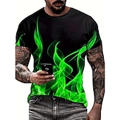 economico cranio e ossa-Per uomo Pop art Fiamma maglietta Manica corta maglietta Stampa 3D Girocollo Camicia Vintage Di tendenza Originale Esterno Giornaliero Sport Giallo Blu Rosso Primavera estate Abbigliamento S M L XL