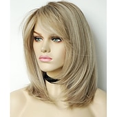 economico Parrucche trendy sintetiche-parrucca di media lunghezza per donna parrucca di rame parrucca di zenzero parrucca a strati con frangia parrucca sintetica evidenziata per donne bianche