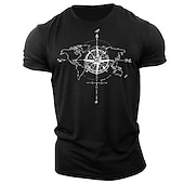 abordables T-shirt graphique pour hommes-Homme Impressions Graphiques Boussole T-shirt T-shirt graphique 100% Coton Manche Courte Graphique Chemise Noir Vert Véronèse Gris foncé T-shirt confortable Extérieur Rue Vêtements de créateurs de