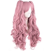 cheap Party Wigs-Wavy Blonde Ponytail Wig for Jean Cosplay Game Princess Golden Anime Hair Wigs with Pigtails Bangs Halloween Wigs