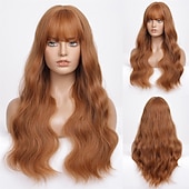 economico Parrucche trendy sintetiche-parrucca bionda ombre lunga dritta con frangia radice scura capelli lunghi con frangia aspetto naturale parrucca sintetica resistente al calore festa di gioco quotidiana adatta a donne alla moda 20
