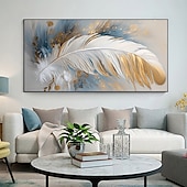 cheap Still Life Paintings-Handmade Oil Painting Canvas Wall Art Decor Original Feather Painting for Home Decor With Stretched Frame/Without Inner Frame Painting