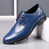 billige Semi-formell-klassiske kjolesko i brogueskinn for menn, stilige oxfordsko med snøring med vinger, elegant formelt fottøy for forretnings- og spesielle anledninger