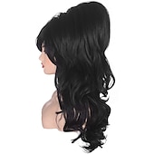 cheap Historical Wigs-Women Black Beehive Wig Long Curly Wavy Bouffant Heat Resistant Synthetic Hair wigs for Womens Vintage Costume Cosplay Carnival Party Halloween Wigs