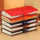cheap Notebooks &amp; Planners-Classic Retro PU Leather Travel Notebook Personalized Journal Spiral Ring Binder Diary Notepad, Back to School Gift