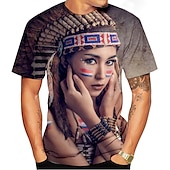 お買い得  愛国心-アメリカンインディアン Ｔシャツ(21) プリント 3D グラフィック柄 用途 男性用 成人 マスカレード 3Dプリント カジュアル／普段着