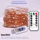 economico Striscie luci USB-elegante festa di nozze ricevimento 100led scintillante stella filo di rame luci fata stringa – 33 piedi alimentato tramite usb con telecomando, 8 modalità per la decorazione del giardino di casa