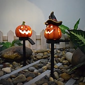 olcso Halloween kellékvilágítás-halloween kültéri napelemes pumplin lámpák jack o lámpás modern udvarhoz műgyanta padlóbetét táj dekoráció hamis sütőtök fények