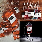 tanie Halloween 2024-10 sztuk worki z krwią na napoje dekoracje na imprezę halloweenową halloween worki z krwią woreczki na napoje wielokrotnego użytku torby do iv napój wampir akcesoria pielęgniarka z okazji ukończenia