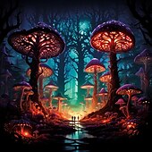 זול שטיחי קיר של Blacklight-trippy magic mushroom blacklight שטיח שטיח uv reactive glow party neon misty mushroom פסיכדלי תלוי שטיח קיר אמנות קיר ציור קיר לחדר שינה בסלון