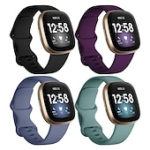 economico Cinturini per orologi Fitbit-4 pezzi Cinturino intelligente Compatibile con Fitbit Versa 4 Sense 2 Versa 3 Sense Silicone Orologio intelligente Cinghia Regolabili Donne Uomini Cinturino sportivo Sostituzione Polsino