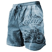 cheap Men&#039;s 3D Sweat Shorts-Men&#039;s Graphic Letter Motorcycle Shorts Summer Shorts Beach Shorts Mid Waist Streetwear Hawaiian Designer Casual Daily Holiday Drawstring Elastic Waist 3D Print Designer Clothing Apparel