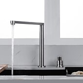 cheap Foldable-Stainless Steel Kitchen Faucet Sink Mixer Folding Vessel Tap, Single Handle 360 Degree Swivel with G1/2 Cold and Hot Hose