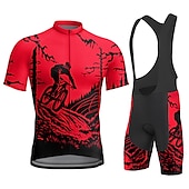 cheap Men's Clothing Sets-Men's Cycling Jersey with Bib Shorts Short Sleeve Mountain Bike MTB Road Bike Cycling Summer Blue Yellow Red Graphic Bike 3D Pad Quick Dry Back Pocket Moisture Wicking Breathable Spandex Sports