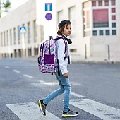 billiga Bokpåsar-Skolryggsäck bokväska Flerfärgad för Student Pojkar Flickor Multifunktion Vattentålig Stor kapacitet Nylon Skolväska Ryggsäck Väska 21.5 tum