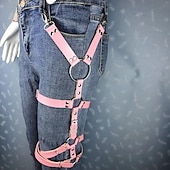 abordables Accesorios y más-Arnés gótico de una sola pierna, cinturón de liga punk, cinturón ajustable con remaches negros para el muslo, accesorios vaqueros para mujer