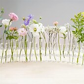 お買い得  花瓶＆バスケット-ヒンジ付き花瓶、折りたたみ式花瓶セット、ヒンジ付きデザインの折りたたみ式花瓶、形状変更可能な DIY クリスタルガラス試験管、6/8 試験管と S 字フック付き