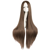 levne Párty paruky-40/100cm měkká rovná dlouhá cosplay paruka Halloween cosplay párty paruky