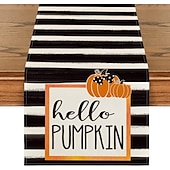 cheap Table Runners-Pumpkin Table Runner Halloween Fall Burlap Tablerunner Farmhouse Indoor Table Autumn Decoration Table Flag Decor For Dining Weddig Party Holiday