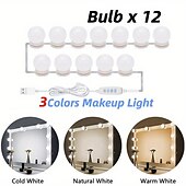 economico Striscie luci USB-10 lampadine 3 colori led make up mirror lampadine usb vanity specchio per il trucco luci bagno toilette illuminazione dimmerabile lampada da parete a led