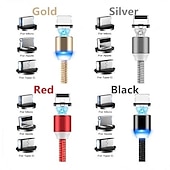 cheap Cell Phone Cables-2023 magnetic USB cable LED magnetic charging cable suitable for iPhone micro USB C type fast charging magnet charger mobile phone cable