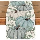 cheap Table Runners-Pumpkin Table Runner Halloween Fall Burlap Tablerunner Farmhouse Indoor Table Autumn Decoration Table Flag Decor For Dining Weddig Party Holiday