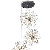 abordables Lustres uniques-lustres en cristal de luxe cluster designsputnik lustre plafonnier or suspension pour salle à manger, cuisine, salon, restaurant (or, 18/36-lumière) 110-240v
