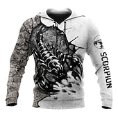 cheap Gothic &amp; Skull-Men&#039;s Animal Graphic Prints Hoodie Hoodies Sweatshirt Pullover Hoodie Sweatshirt Long Sleeve Hooded Sweatshirt Hooded Streetwear 3D Print Daily Sports Gray Print Spring &amp;  Fall Designer