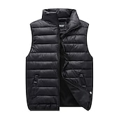 economico Gilet Puffer da Uomo-Per uomo Gilet trapuntato Cardigan Uscire Casual Tutte le stagioni Tasca Poliestere Semplice Cerniera Collo alla coreana Vestibilità regolare Nero Rosso Blu marino Grigio Gilet