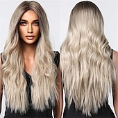 economico Parrucche trendy sintetiche-parrucche rosse per donna cosplay lunga parrucca di capelli sintetici ondulati naturali con frangia