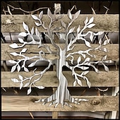 abordables decoración de pared de metal-Árbol de metal para decoración de pared, árbol de la vida, arte de pared de metal, pájaro, adorno para el hogar, dormitorio, sala de estar, decoración de ventanas