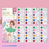 preiswerte Mal-, Zeichen- und Künstlerbedarf-12-teiliges Aquarell-Malbuch für Kinder, Mal- und Zeichenbuch für Schüler, Zeichen- und Malpapier mit integriertem Aquarellstift, der die Konzentration der Kinder verbessert