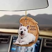 preiswerte Anhänger &amp; Ornamente fürs Auto-Niedlicher Engelsflügel-Hund „Forever in My Heart“ zum Aufhängen, Cartoon-Anhänger, niedlicher Anhänger für Autotasche, Schlüsselanhänger, Auto-Ornamente für Rückspiegel, Innendekoration im Auto