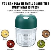 cheap Kitchen Appliances-250mL USB Charging Mini Electric Garlic Chopper Ginger Masher Machine Chili Vegetable Crusher Kitchen Tools