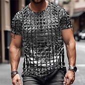 billige 3D T-skjorter-Herre Grafisk Geometrisk metallisk skjorte T skjorte Kortermet T skjorte 3D-utskrift Crew-hals Skjorte Årgang Mote Designer utendørs Daglig Sport Blå Lilla Oransje Vår sommer Klær S M L XL 2XL 3XL