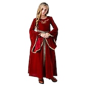 billige Kjole-Retro / vintage Kostymer i middelalderstil Renessanse Kjoler Cosplay kostyme Ballkjoler Kjegle Erme Viking Gentlewoman Outlander Jente Keltisk Royal Halloween Karneval Maskerade Halloween Maskerade