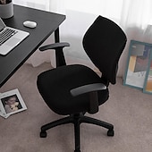 ieftine Husă scaun de birou-husă scaun de birou pentru computer burgundă elastică, rotativă, pentru scaun pentru jocuri, elastic, jacquard, negru, uni, culoare solidă, moale, durabil, lavabil
