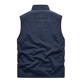cheap Men's Fishing Vest-Men's Vest Daily Wear Modern Contemporary Spring &amp; Summer Basic Elastane Outdoor Solid / Plain Color Zipper Standing Collar Relaxed Fit Wine Grey Black khaki Vest