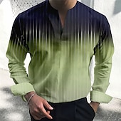 voordelige Overhemden voor heren-Voor heren Overhemd Verloop Buiten Casual Blozend Roze blauw Groen Khaki Lange mouw V-hals Zomer Herfst Kleding Afdrukken