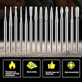 cheap Screw &amp; Nut Drivers-30Pcs Diamond Grinding Burr Needle Point Engraving Carving Polishing For Glass Jade Stone 3mm Drill Bit Rotary Tool Set