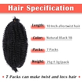 cheap Crochet Hair-Marley Hair 10 Inch 7 Packs Pre Separated Springy Afro Twist Hair Marley Twist Braiding Hair for Faux Locs Crochet Hair Pre Fluffed Spring Twist Hair Synthetic Hair Extensions