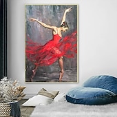 economico Ritratti-Dipinto A Mano Dipinto A Mano Ballerina Dipinto Ad Olio Originale Commissione Dipinto Balletto Verticale Wall Art Fine Picture Red Wall Art Room Decor